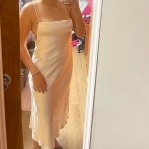satin maxi white dress